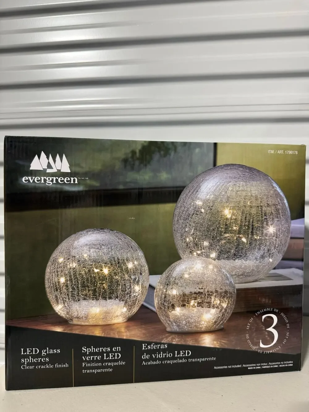 Evergreen Led Glass Spheres Clear Crack Finish